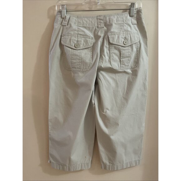 Talbots Stretch Capri Pants Women's Size 6 Petite Khaki Beige Classic Preppy - Picture 4 of 11